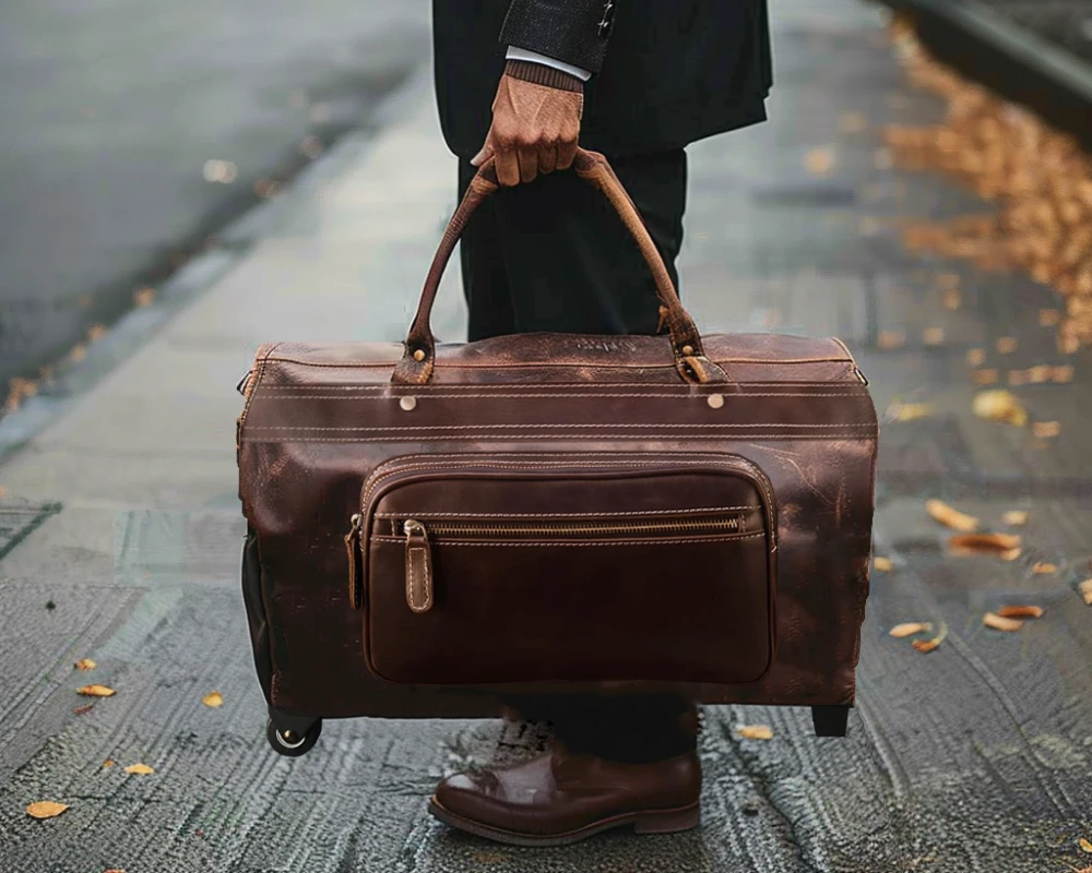 leather carry on bag men's